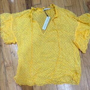 Alice + Olivia Sunny Yellow Sheer Blouse